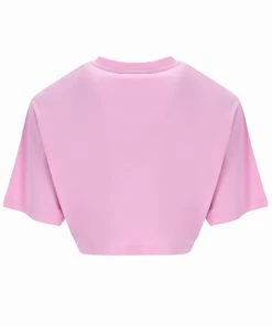 JUICY COUTURE PINK PETAL LOGO CROPPED T-SHIRT