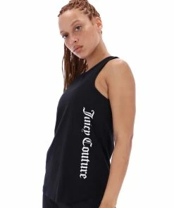JUICY COUTURE TOPS BLACK SINGLE JERSEY TANK TOP