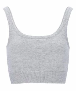 JUICY COUTURE SILVER MARL CASHMERE BLEND CROP TOP TOPS