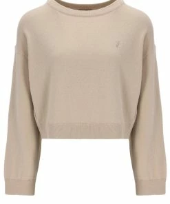 JUICY COUTURE TOPS WARM TAUPE CASHMERE BLEND KNITTED CREW