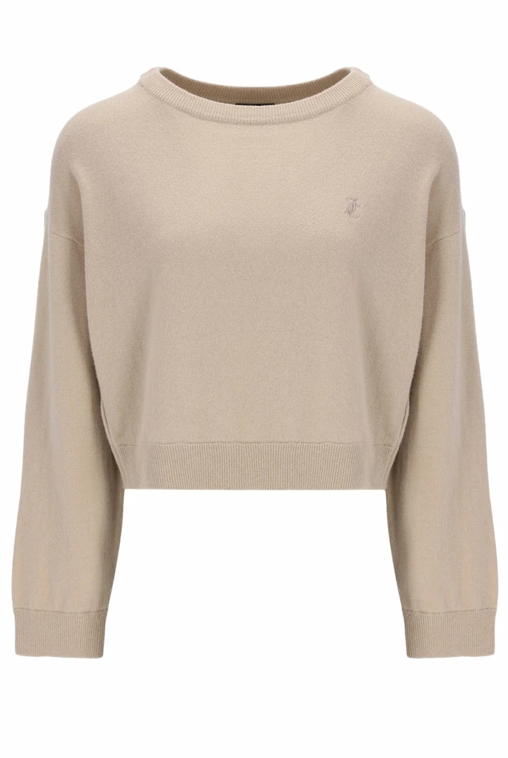 JUICY COUTURE TOPS WARM TAUPE CASHMERE BLEND KNITTED CREW