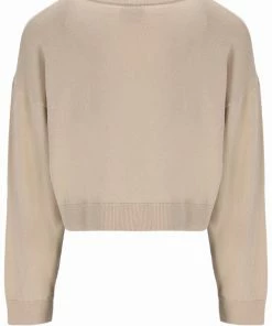 JUICY COUTURE TOPS WARM TAUPE CASHMERE BLEND KNITTED CREW