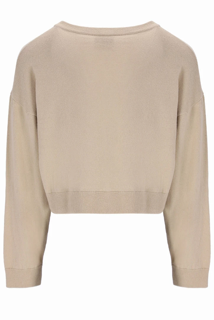 JUICY COUTURE TOPS WARM TAUPE CASHMERE BLEND KNITTED CREW