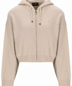 JUICY COUTURE WARM TAUPE CASHMERE BLEND KNITTED HOODIE HOODIES & TRACK TOPS