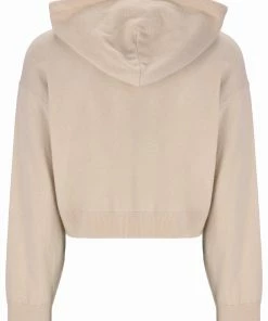 JUICY COUTURE WARM TAUPE CASHMERE BLEND KNITTED HOODIE HOODIES & TRACK TOPS