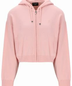 JUICY COUTURE PALE PINK CASHMERE BLEND KNITTED HOODIE HOODIES & TRACK TOPS
