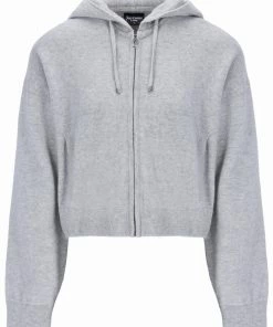 JUICY COUTURE SILVER MARL CASHMERE BLEND KNITTED HOODIE