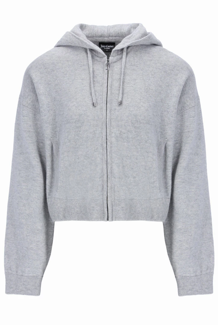 JUICY COUTURE SILVER MARL CASHMERE BLEND KNITTED HOODIE