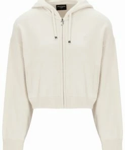 JUICY COUTURE HOODIES & TRACK TOPS CREAM CASHMERE BLEND KNITTED HOODIE