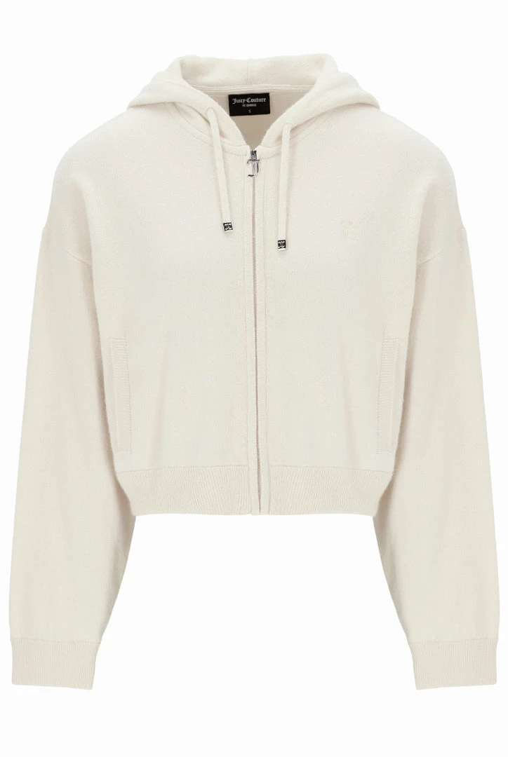 JUICY COUTURE HOODIES & TRACK TOPS CREAM CASHMERE BLEND KNITTED HOODIE
