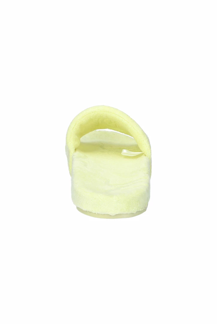 JUICY COUTURE YELLOW PEAR MONOGRAM JACQUARD TOWELLING SLIDERS SPRING SUMMER '22 COLLECTION