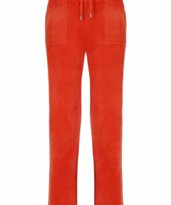 JUICY COUTURE SPRING SUMMER '22 COLLECTION ORANGE CLASSIC VELOUR DEL RAY POCKETED BOTTOMS
