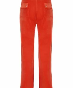 JUICY COUTURE SPRING SUMMER'22 COLLECTION ORANGE CLASSIC VELOUR DEL RAY POCKETED BOTTOMS