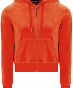 JUICY COUTURE ORANGE CLASSIC VELOUR ROBERTSON HOODIE SPRING SUMMER '22 COLLECTION