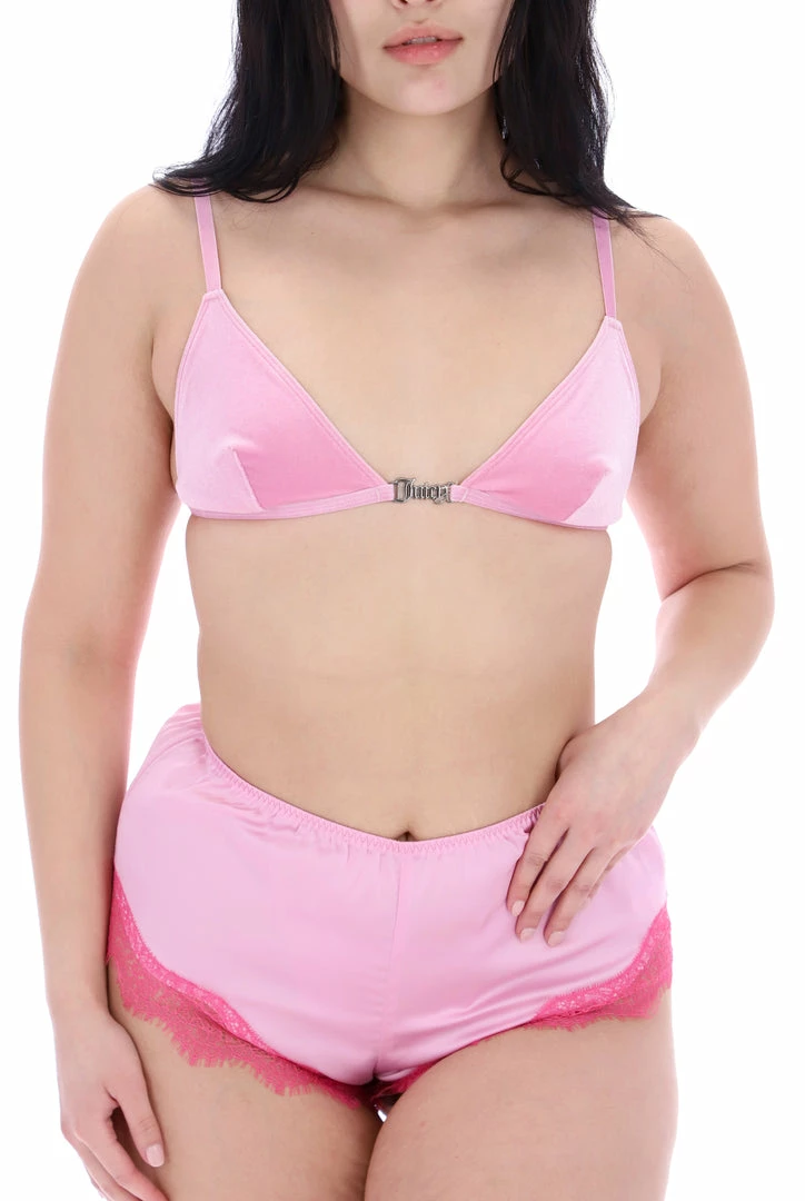 JUICY COUTURE PINK PETAL VELVET TRIANGLE BRA SPRING SUMMER '22 COLLECTION