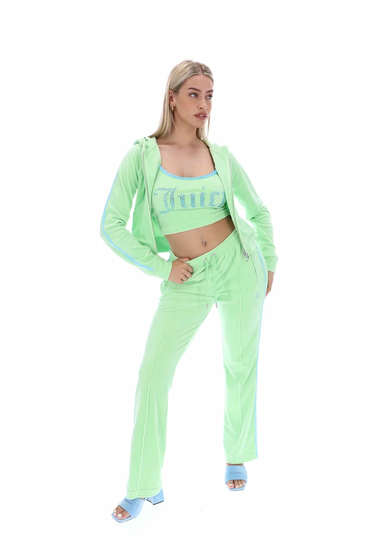 JUICY COUTURE MINT CONTRAST VELOUR DIAMANTE TRACKSUIT BOTTOM