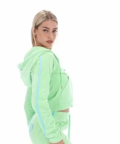 JUICY COUTURE MINT CONTRAST DIAMANTE VELOUR ZIP-THROUGH HOODIE NEW IN