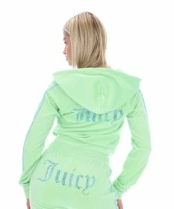 JUICY COUTURE MINT CONTRAST VELOUR DIAMANTE TRACKSUIT BOTTOM