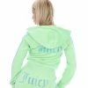 JUICY COUTURE MINT CONTRAST DIAMANTE VELOUR ZIP-THROUGH HOODIE NEW IN
