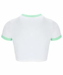 JUICY COUTURE WHITE RINGER DIAMANTE GRAPHIC CROP TEE NEW IN