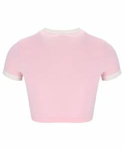 JUICY COUTURE ALMOND BLOSSOM RINGER DIAMANTE GRAPHIC CROP TEE