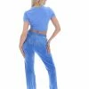 JUICY COUTURE ULTRAMARINECONTRAST VELOUR DIAMANTE TRACKSUIT BOTTOM