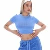 JUICY COUTURE NEW IN ULTRAMARINE RINGER DIAMANTE GRAPHIC CROP TEE