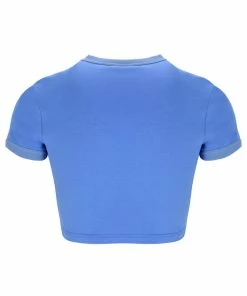 JUICY COUTURE NEW IN ULTRAMARINE RINGER DIAMANTE GRAPHIC CROP TEE