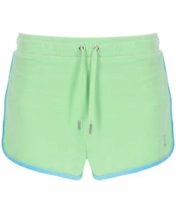 JUICY COUTURE MINT CONTRAST VELOUR DIAMANTE TRACK SHORTS