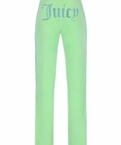 JUICY COUTURE MINT CONTRAST VELOUR DIAMANTE TRACKSUIT BOTTOM