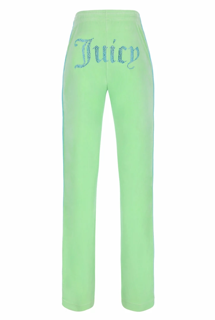 JUICY COUTURE MINT CONTRAST VELOUR DIAMANTE TRACKSUIT BOTTOM