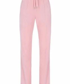 JUICY COUTURE NEW IN ALMOND BLOSSOM CONTRAST VELOUR DIAMANTE TRACKSUIT BOTTOM