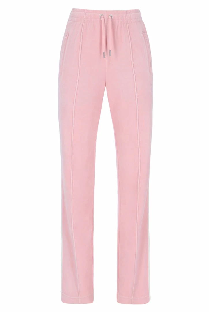 JUICY COUTURE NEW IN ALMOND BLOSSOM CONTRAST VELOUR DIAMANTE TRACKSUIT BOTTOM