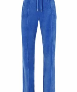 JUICY COUTURE ULTRAMARINECONTRAST VELOUR DIAMANTE TRACKSUIT BOTTOM