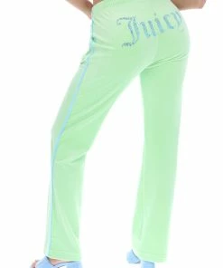 JUICY COUTURE MINT CONTRAST VELOUR DIAMANTE TRACKSUIT BOTTOM