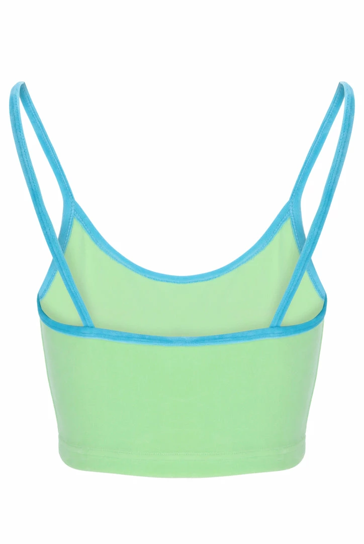 JUICY COUTURE MINT CONTRAST STRAP VELOUR DIAMANTE CROP TOP NEW IN