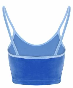 JUICY COUTURE NEW IN ULTRAMARINE CONTRAST STRAP VELOUR DIAMANTE CROP TOP