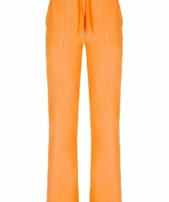 JUICY COUTURE BLAZING ORANGE LUXE VELOUR DEL RAY POCKETED BOTTOMS NEW IN