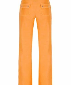 JUICY COUTURE BLAZING ORANGE LUXE VELOUR DEL RAY POCKETED BOTTOMS NEW IN