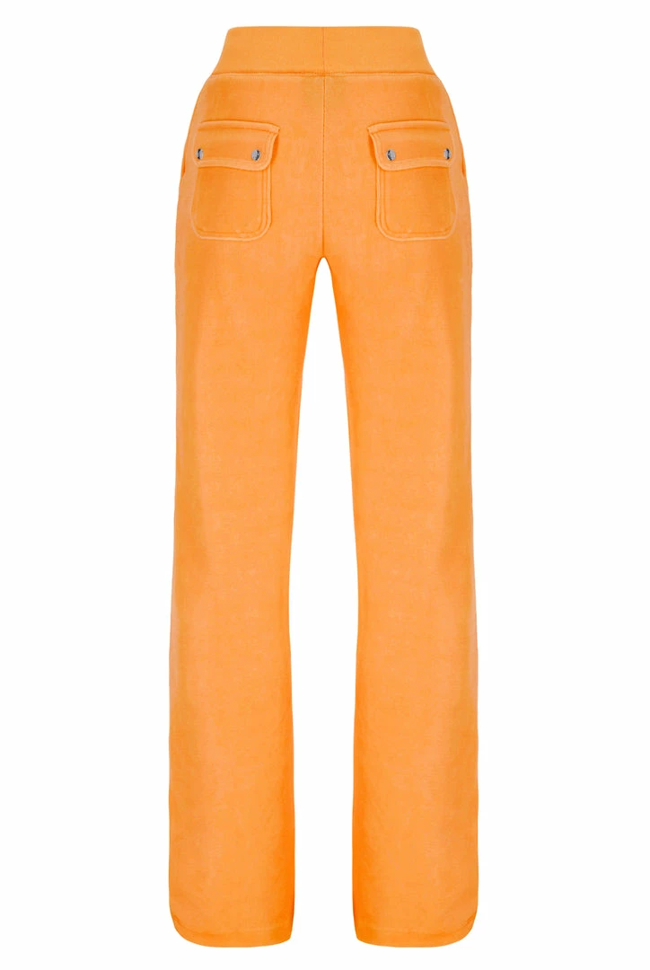 JUICY COUTURE BLAZING ORANGE LUXE VELOUR DEL RAY POCKETED BOTTOMS NEW IN
