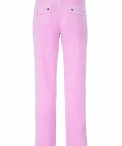 JUICY COUTURE ORCHID LUXE VELOUR DEL RAY POCKETED BOTTOMS TRACKSUITS