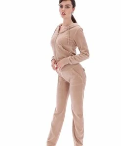 JUICY COUTURE TRACKSUITS WARM TAUPE LUXE VELOUR DEL RAY POCKETED BOTTOMS