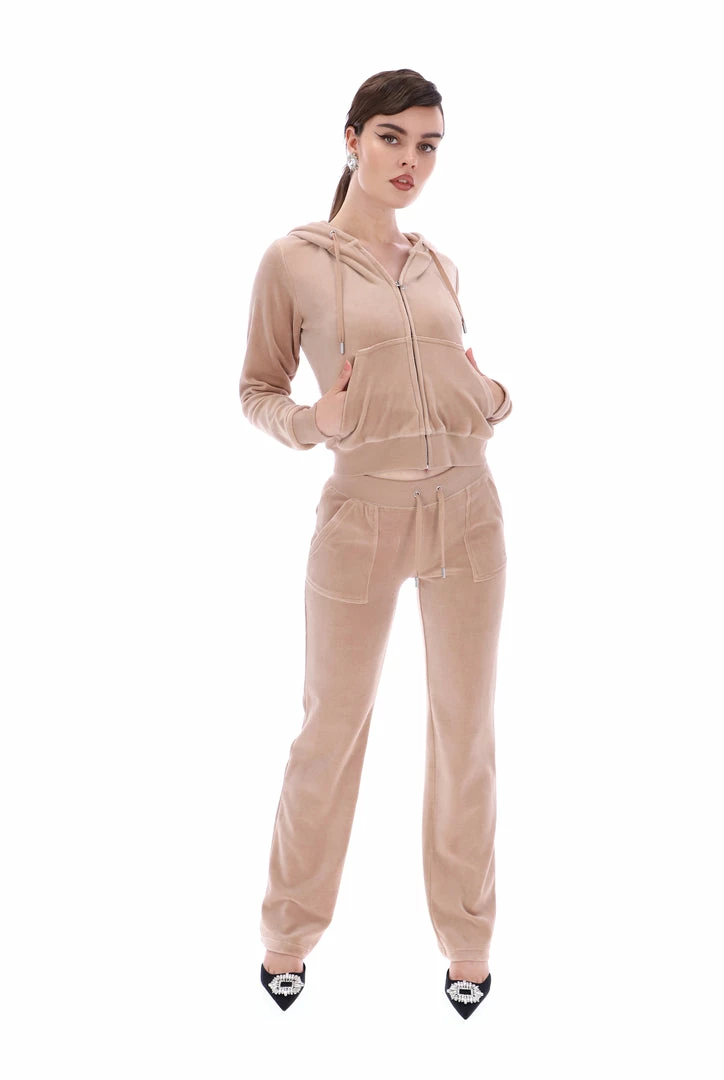 JUICY COUTURE TRACKSUITS WARM TAUPE LUXE VELOUR DEL RAY POCKETED BOTTOMS