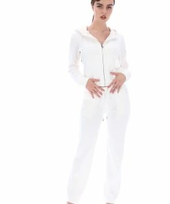 JUICY COUTURE TRACKSUITS CREAM LUXE VELOUR DEL RAY POCKETED BOTTOMS