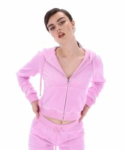 JUICY COUTURE ORCHID LUXE VELOUR ROBERTSON HOODIE TRACKSUITS