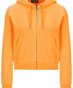 JUICY COUTURE BLAZING ORANGE LUXE VELOUR ROBERTSON HOODIE