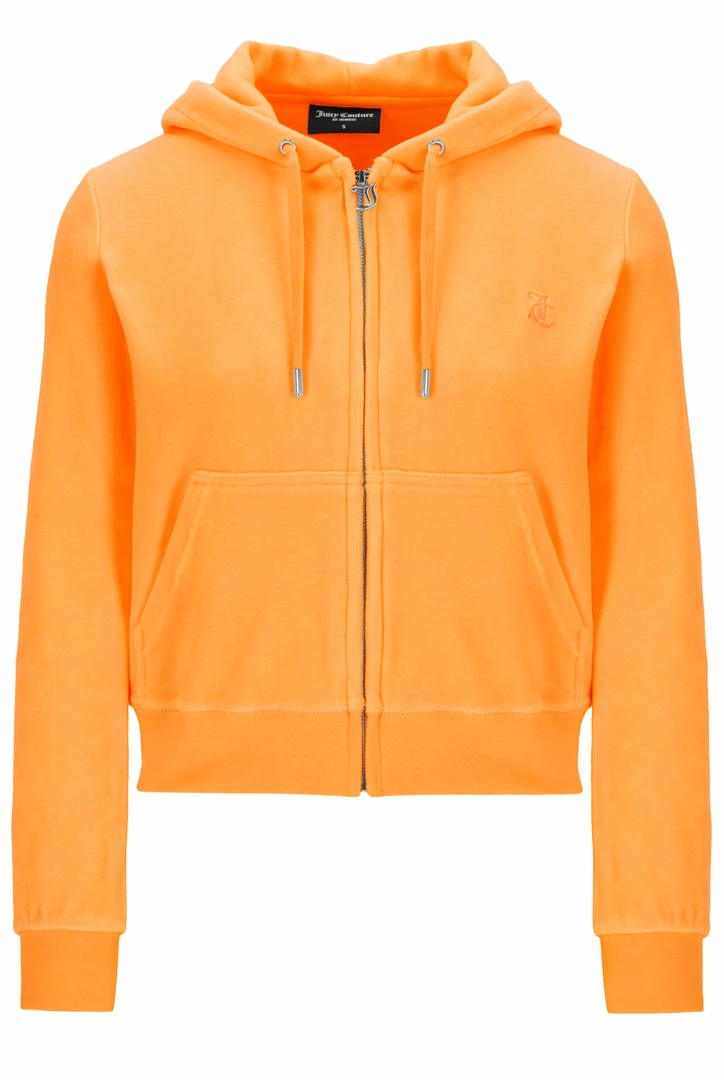 JUICY COUTURE BLAZING ORANGE LUXE VELOUR ROBERTSON HOODIE