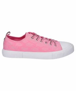JUICY COUTURE FOOTWEAR NEON PINK MONOGRAM CANVAS TRAINER
