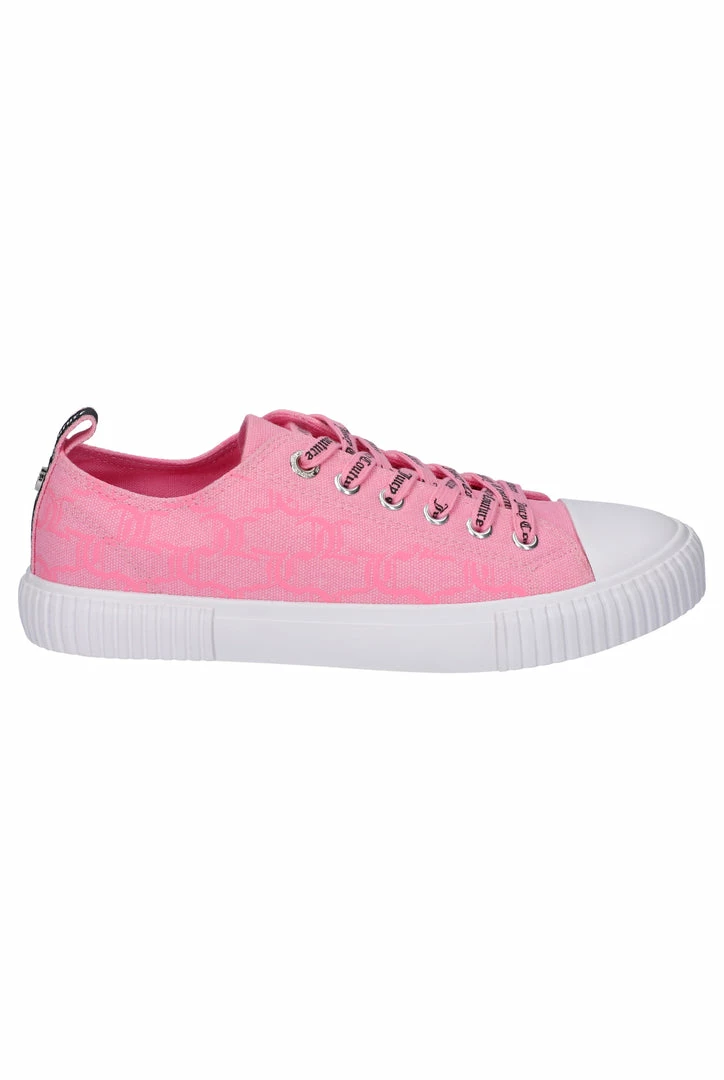 JUICY COUTURE FOOTWEAR NEON PINK MONOGRAM CANVAS TRAINER