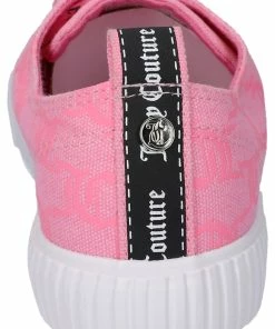 JUICY COUTURE FOOTWEAR NEON PINK MONOGRAM CANVAS TRAINER